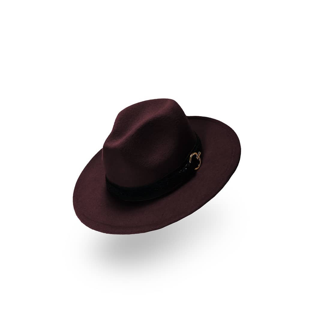 POLYESTER Unisex Wide Brim Felt Fedora Hat